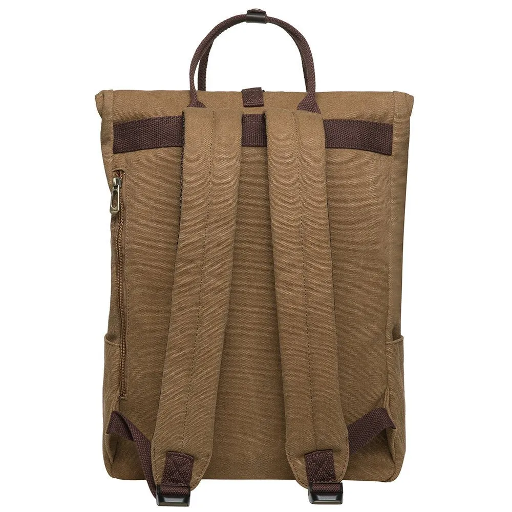 KAUKKO Vintage Canvas Rucksack Laptop Backpack for 12" Notebook for Women Men,School College Backpack (47-2-KHAKI)