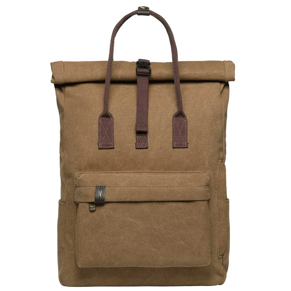 KAUKKO Vintage Canvas Rucksack Laptop Backpack for 12" Notebook for Women Men,School College Backpack (47-2-KHAKI)