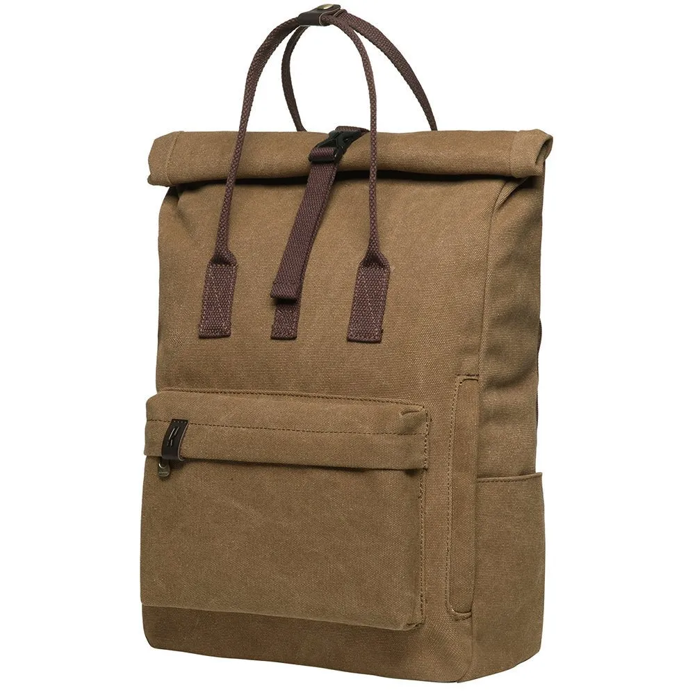 KAUKKO Vintage Canvas Rucksack Laptop Backpack for 12" Notebook for Women Men,School College Backpack (47-2-KHAKI)