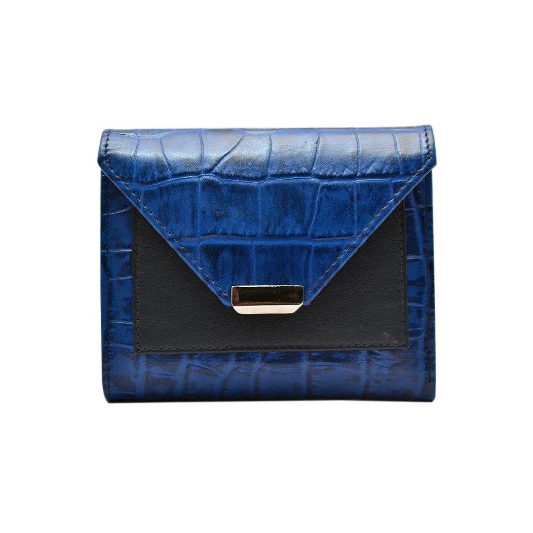 Keva Ladies Wallet | Croco Leather Wallet for Women | 100% Genuine Leather | Color: Black, Blue, Green, Tan & Purple