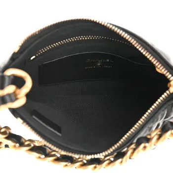 Lambskin Quilted Chain Around Top Handle Mini Bag Black