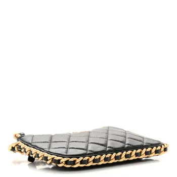 Lambskin Quilted Chain Around Top Handle Mini Bag Black