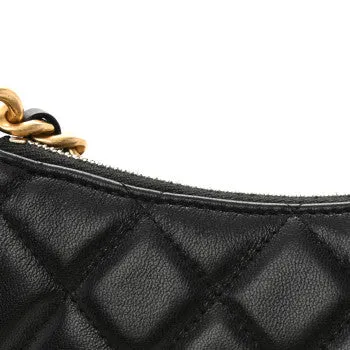 Lambskin Quilted Chain Around Top Handle Mini Bag Black