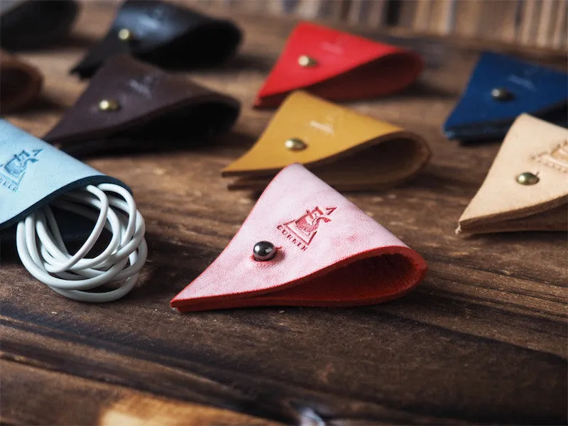 Leather Cord Holder x 2pcs Coated with Wax #Red
