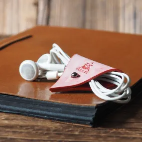 Leather Cord Holder x 2pcs Coated with Wax #Red