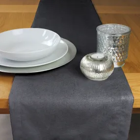 Matt Charcoal Grey Velvet Table Runner