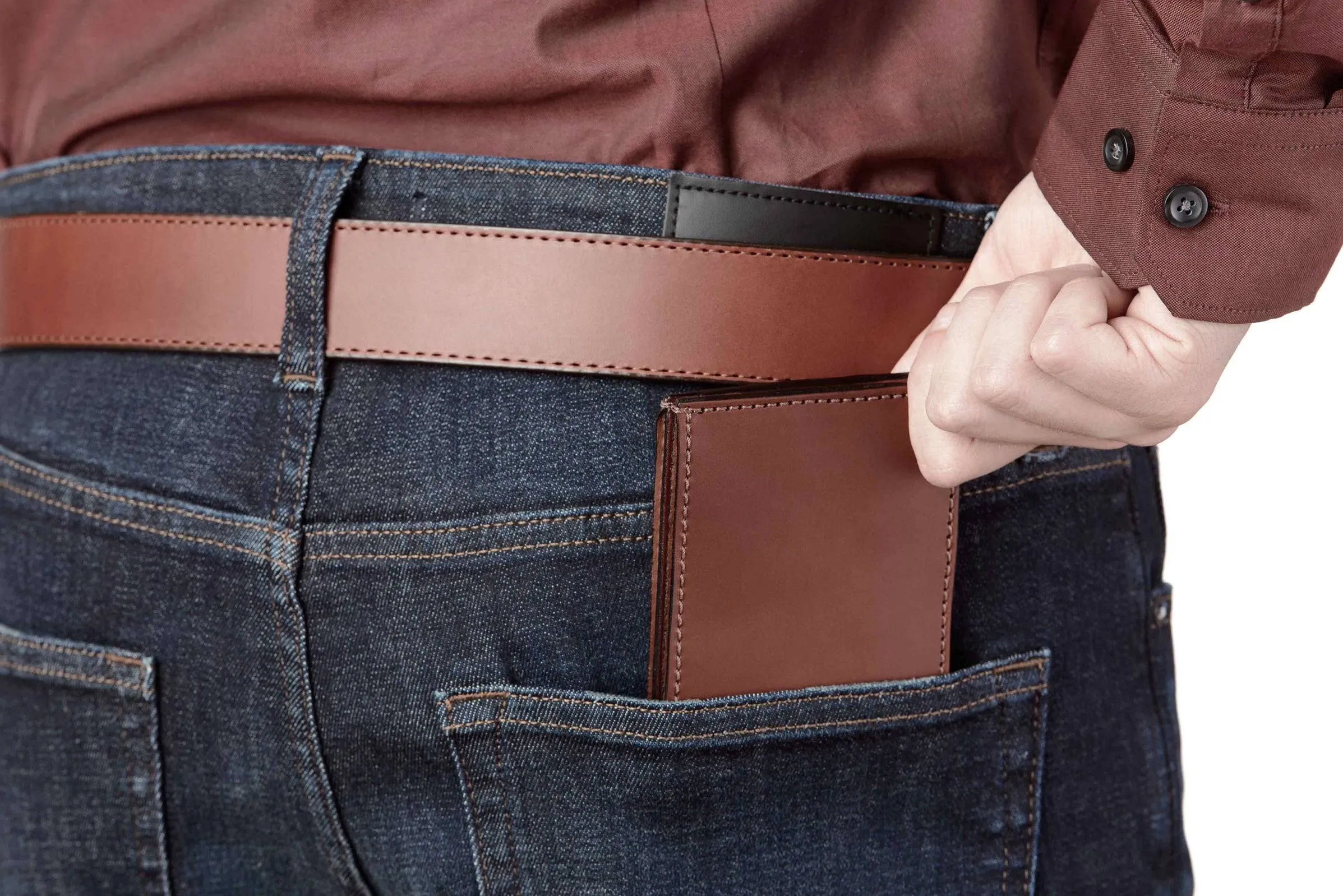 Medium Brown Premium Leather Bifold Wallet With Flip Up ID Window