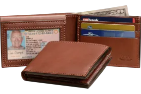 Medium Brown Premium Leather Bifold Wallet With Flip Up ID Window