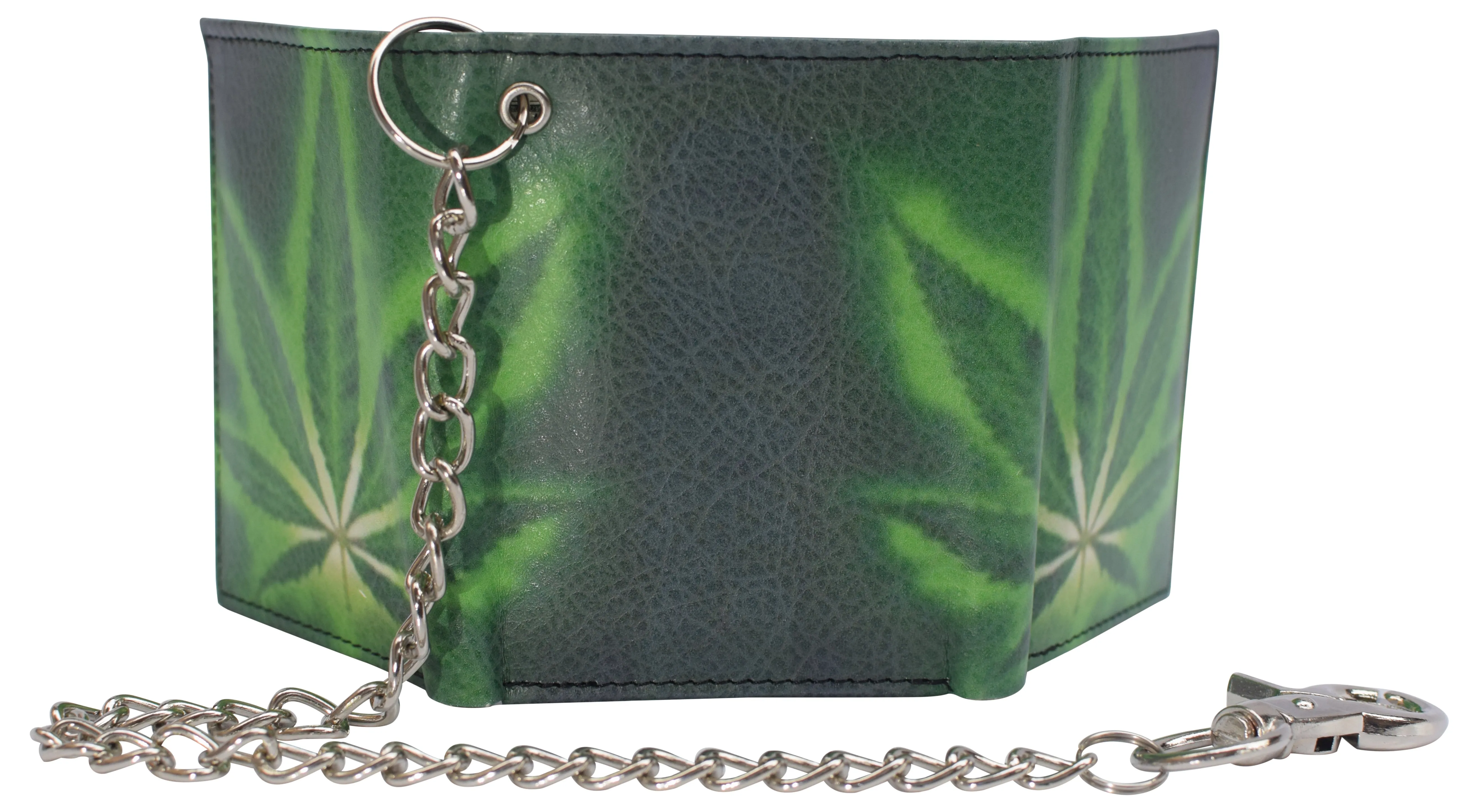 Mens Chain Biker Genuine Leather Classic Trifold Logo Wallets
