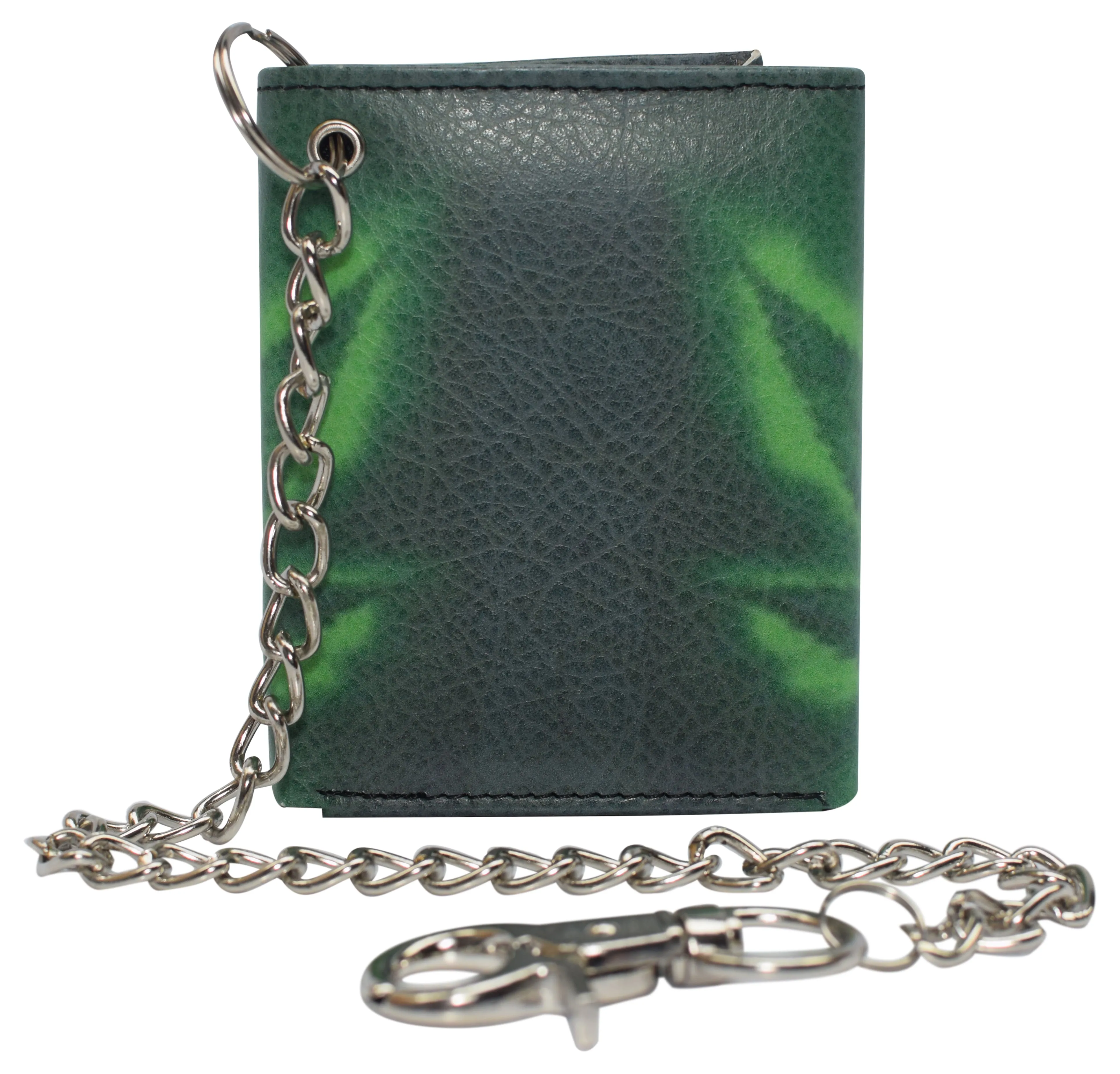Mens Chain Biker Genuine Leather Classic Trifold Logo Wallets