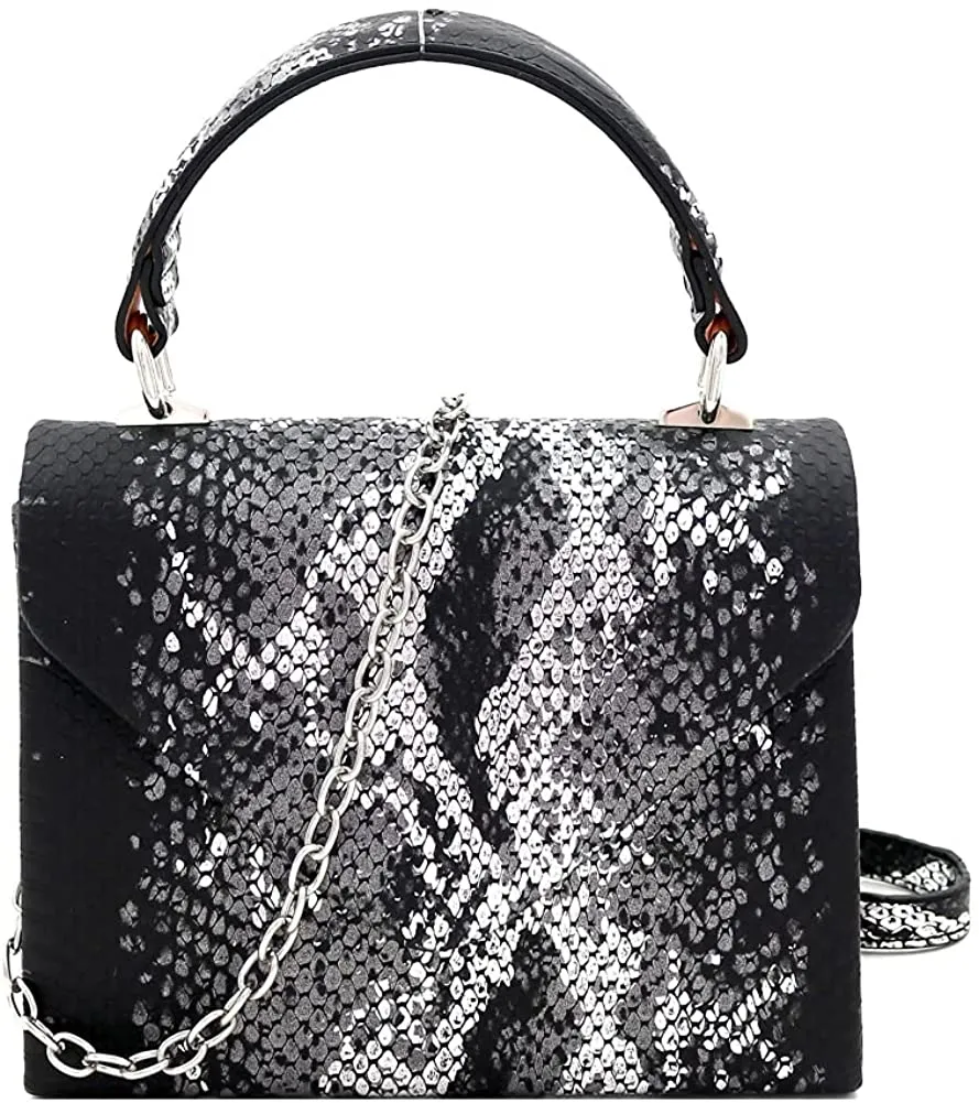 Mini Retro Rainbow Metallic Box Flap leather Satchel Crossbody Handbag