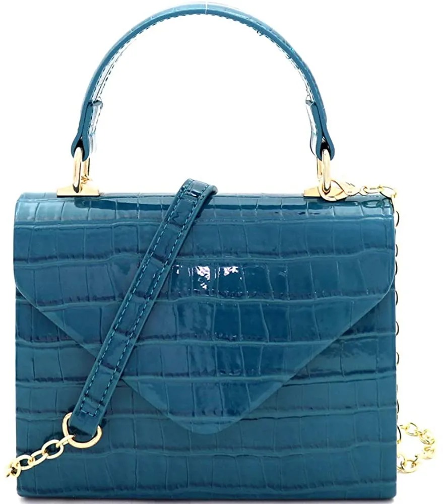 Mini Retro Rainbow Metallic Box Flap leather Satchel Crossbody Handbag