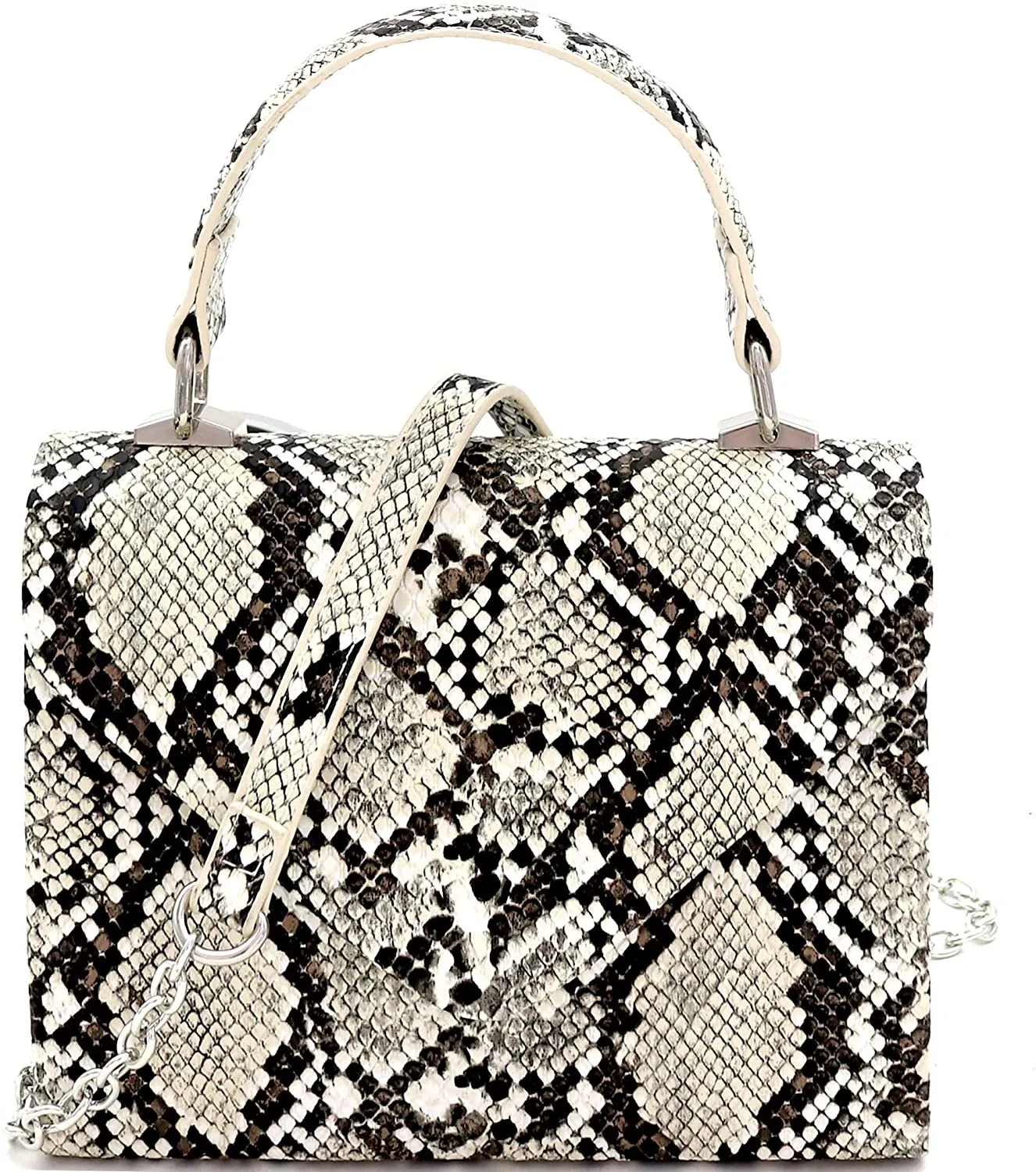 Mini Retro Rainbow Metallic Box Flap leather Satchel Crossbody Handbag