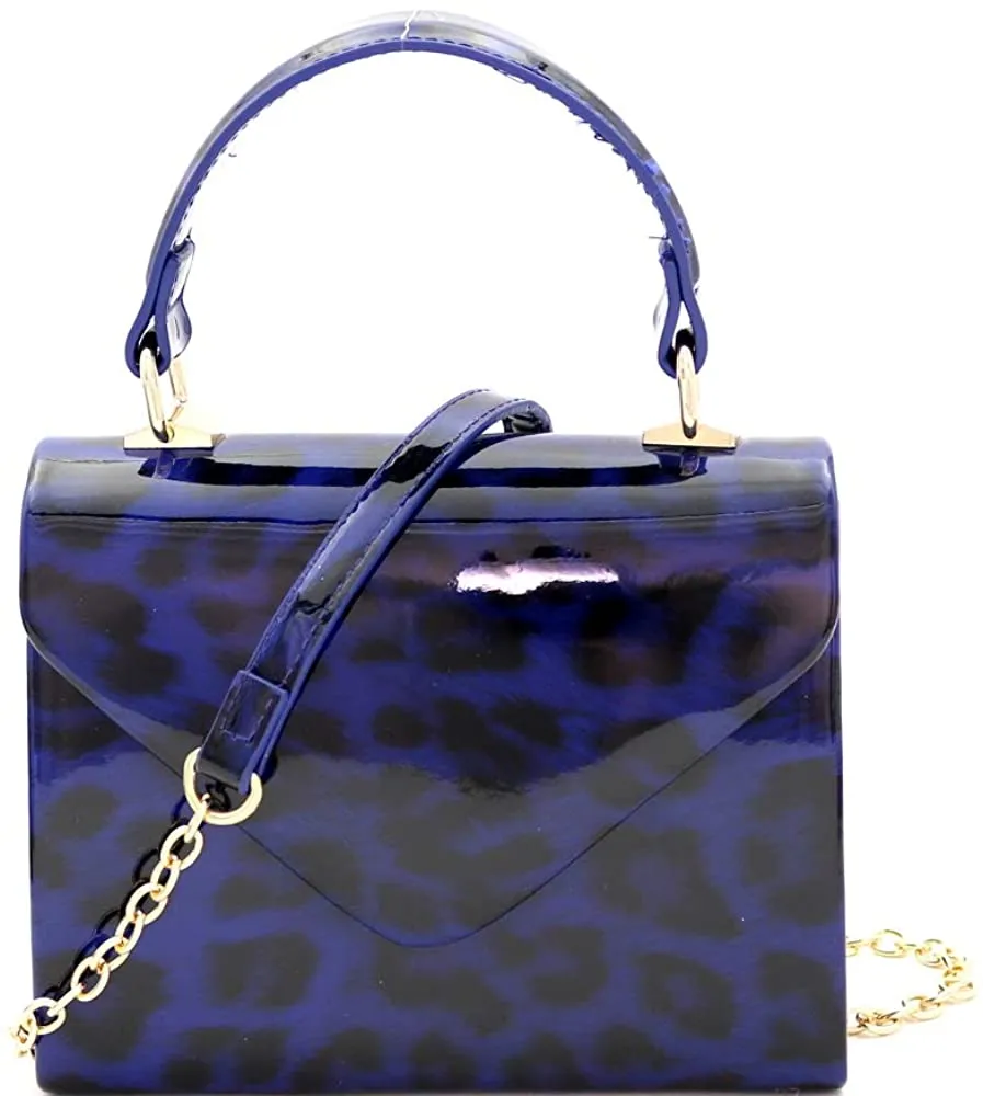 Mini Retro Rainbow Metallic Box Flap leather Satchel Crossbody Handbag