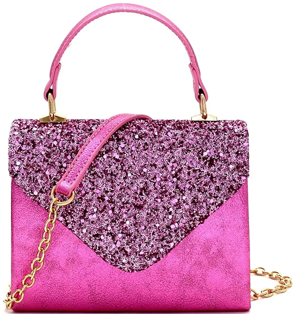 Mini Retro Rainbow Metallic Box Flap leather Satchel Crossbody Handbag