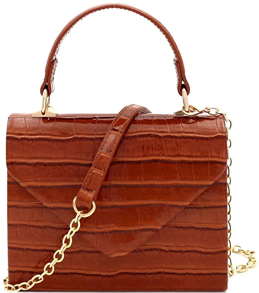 Mini Retro Rainbow Metallic Box Flap leather Satchel Crossbody Handbag
