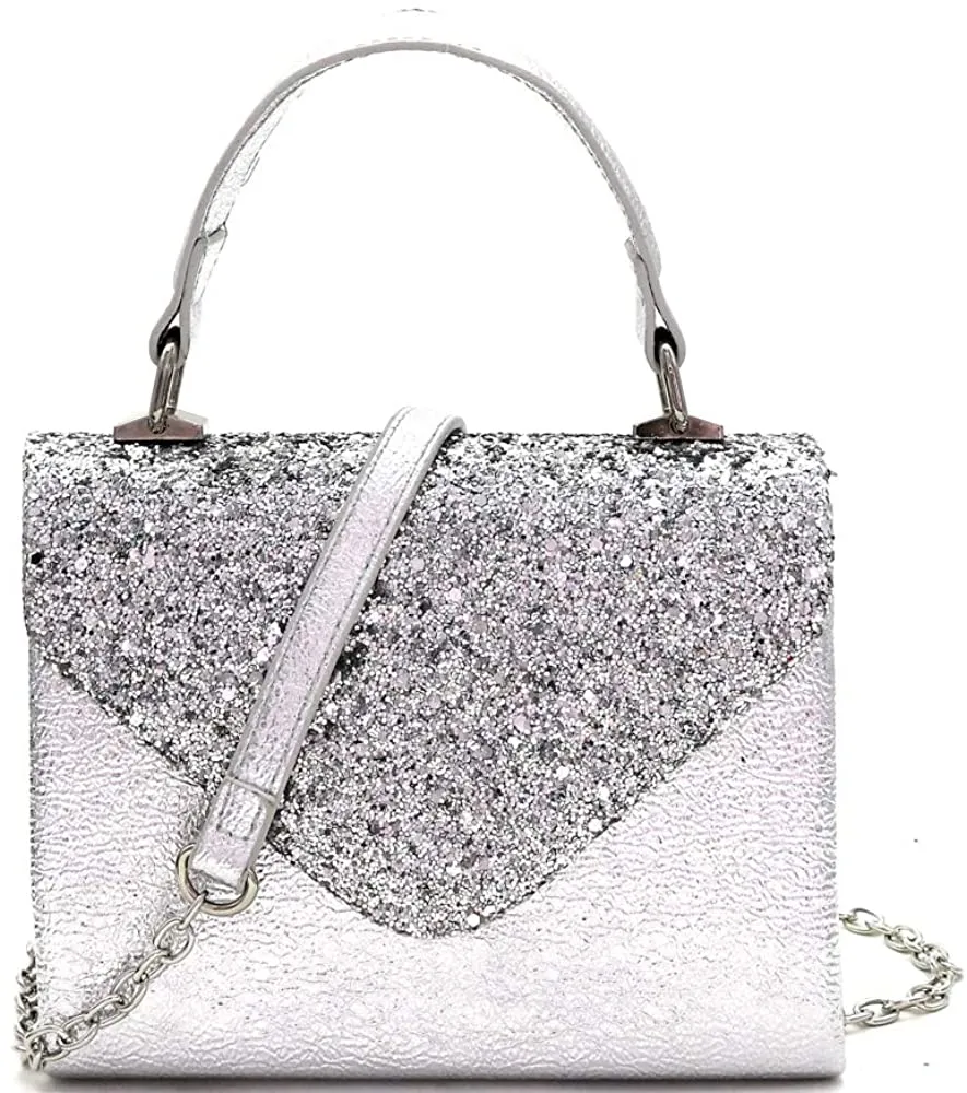 Mini Retro Rainbow Metallic Box Flap leather Satchel Crossbody Handbag