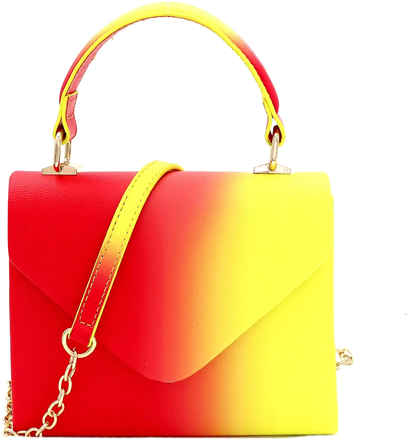 Mini Retro Rainbow Metallic Box Flap leather Satchel Crossbody Handbag
