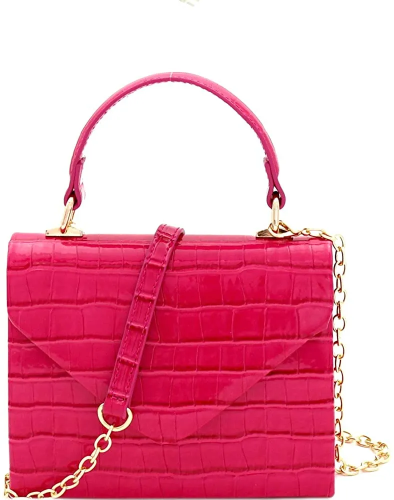 Mini Retro Rainbow Metallic Box Flap leather Satchel Crossbody Handbag