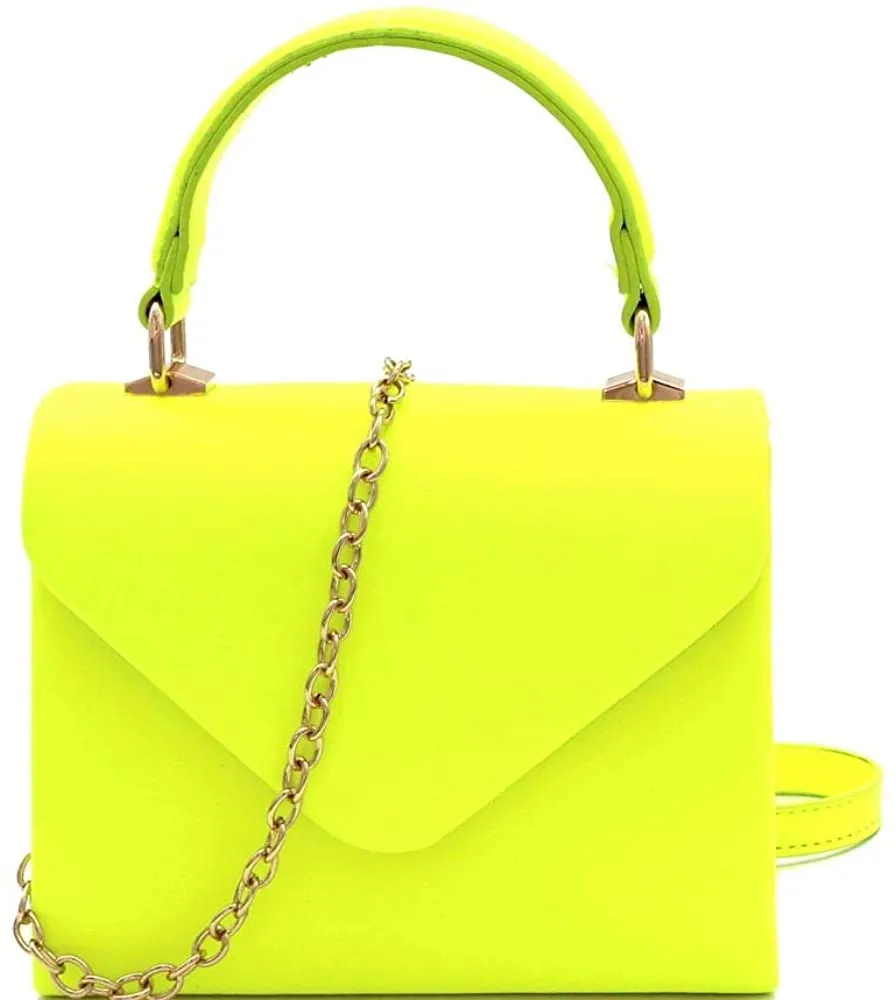 Mini Retro Rainbow Metallic Box Flap leather Satchel Crossbody Handbag