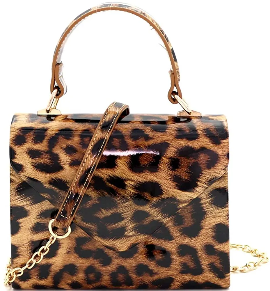 Mini Retro Rainbow Metallic Box Flap leather Satchel Crossbody Handbag