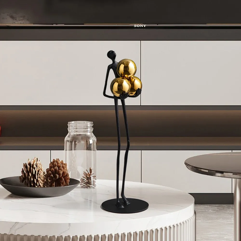 Nordic Elegant Floor Ball Figures: Metal Sculpture Decorative Statues for Home and Office
