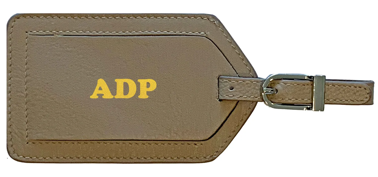 Personalized Monogrammed Leather Luggage Tag
