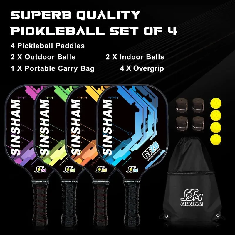 Pickleball Paddle 4 Colours Set Graphite Carbon Fiber Pickleball Paddles Set