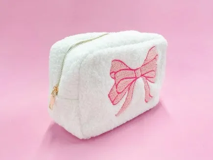 Pink Bow Teddy Cosmetic Bag