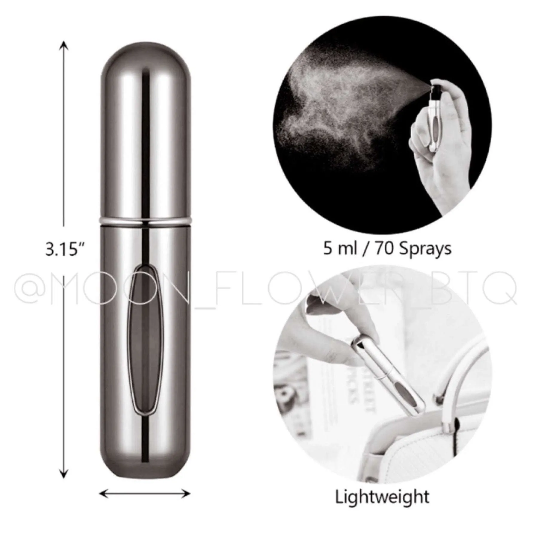 Pink Metallic Refillable Perfume Spray Atomizer
