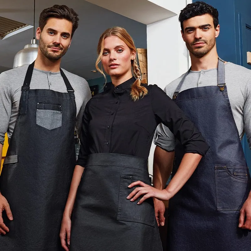 Premier District Waxed Look Bib Apron PR134