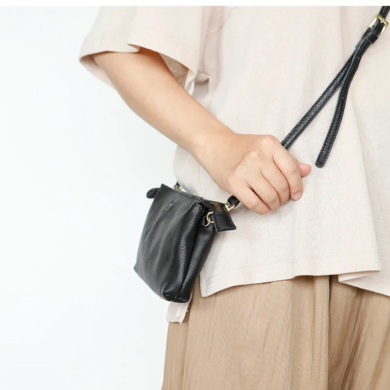 Small Womens Black Shoulder Purse Soft Leather Crossbody Bag
