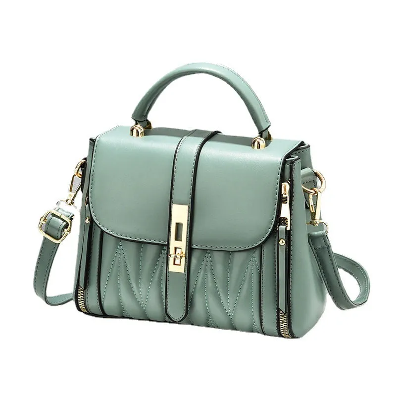 Sohiwoo Solid Color Shoulder Bag Faux Leather Crossbody Bag Top Handle Flap Purse