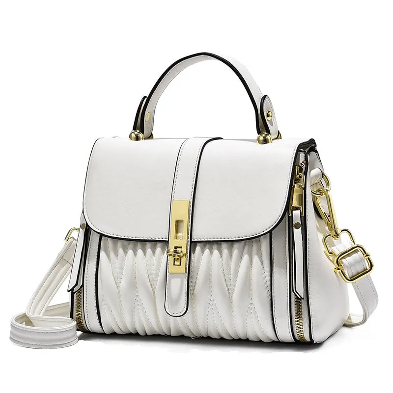 Sohiwoo Solid Color Shoulder Bag Faux Leather Crossbody Bag Top Handle Flap Purse
