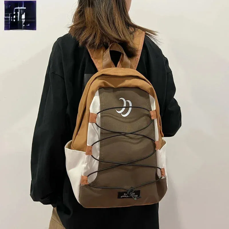 TAVIMART  -  Korean Fashion Travel Rucksack Y2k Aesthetic Contrasting Color All Match Sports Mountaineering Knapsack Casual School Backpack