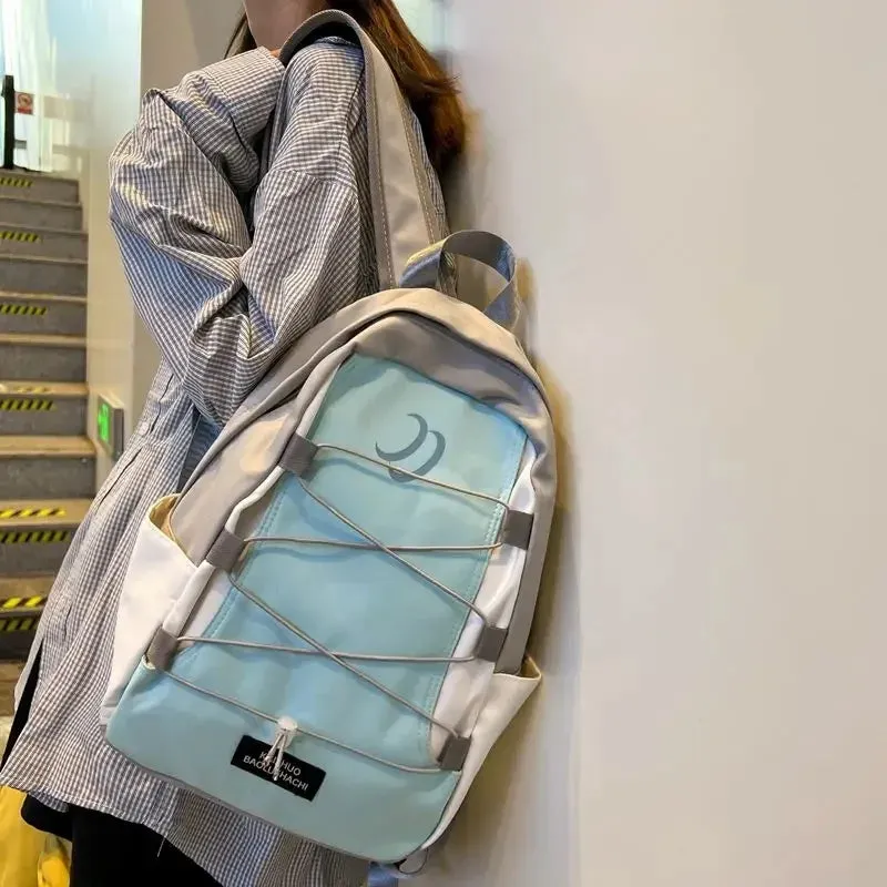 TAVIMART  -  Korean Fashion Travel Rucksack Y2k Aesthetic Contrasting Color All Match Sports Mountaineering Knapsack Casual School Backpack