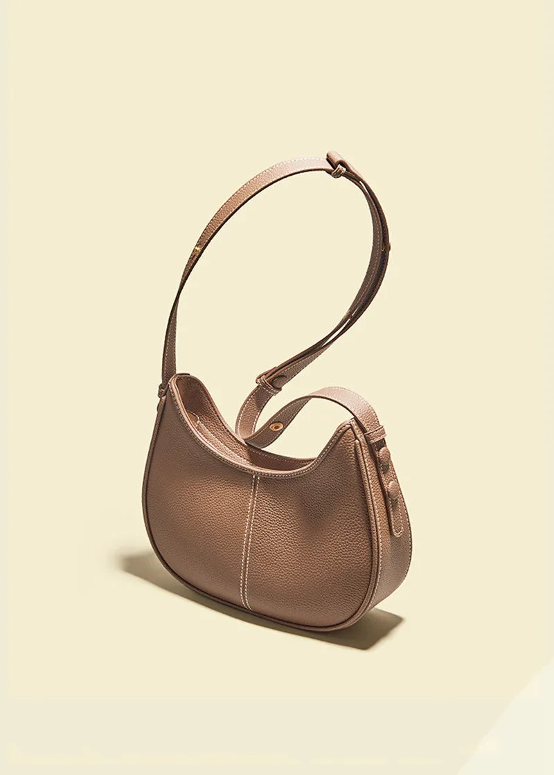 Top Grain Leather Hobo Shoulder Bag
