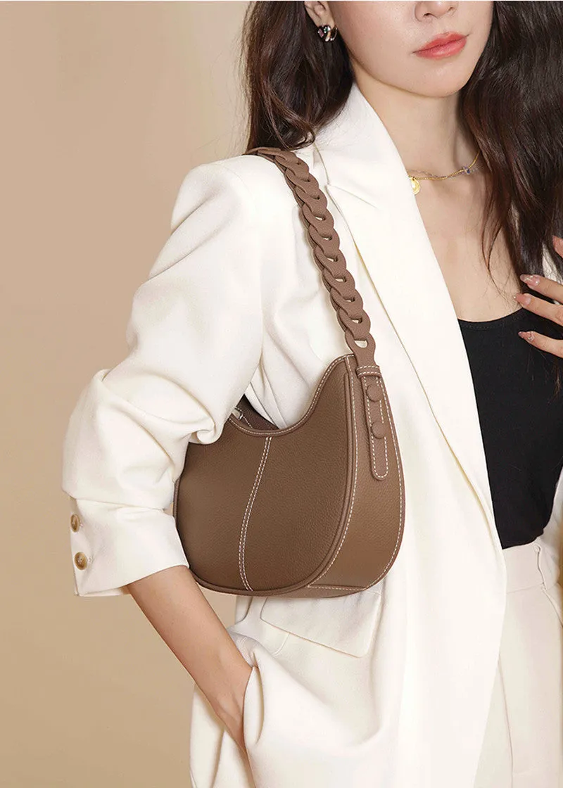 Top Grain Leather Hobo Shoulder Bag