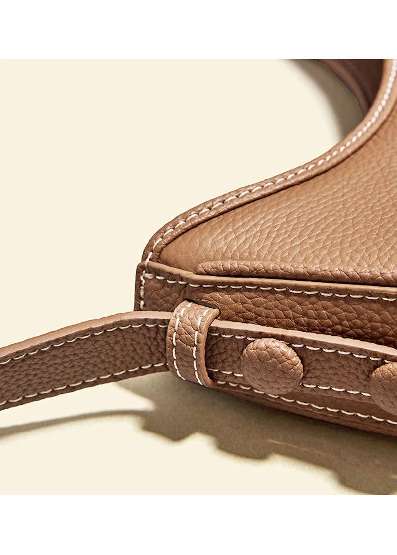 Top Grain Leather Hobo Shoulder Bag