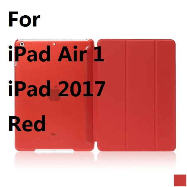 Ultra Slim Three Fold PU Leather with Crystal Hard Back Smart Stand Case Cover for iPad Air 1 2 Pro 9.7 iPad 2017 With Gift