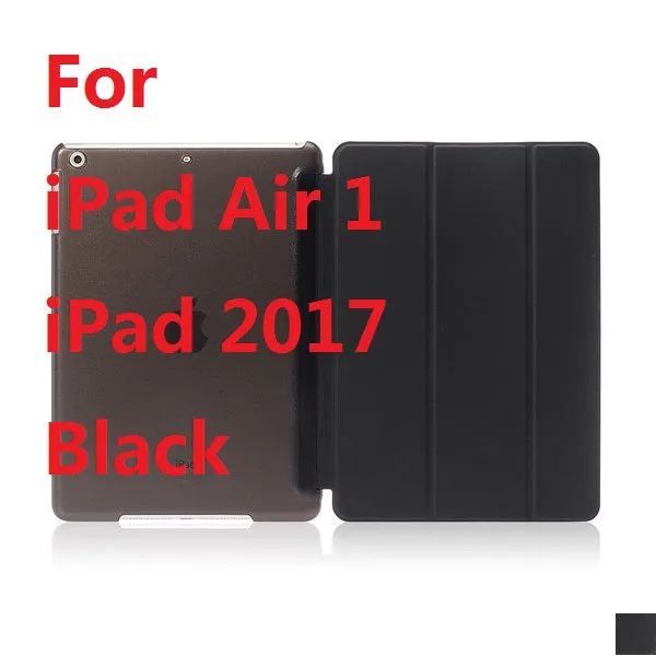 Ultra Slim Three Fold PU Leather with Crystal Hard Back Smart Stand Case Cover for iPad Air 1 2 Pro 9.7 iPad 2017 With Gift