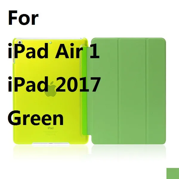 Ultra Slim Three Fold PU Leather with Crystal Hard Back Smart Stand Case Cover for iPad Air 1 2 Pro 9.7 iPad 2017 With Gift