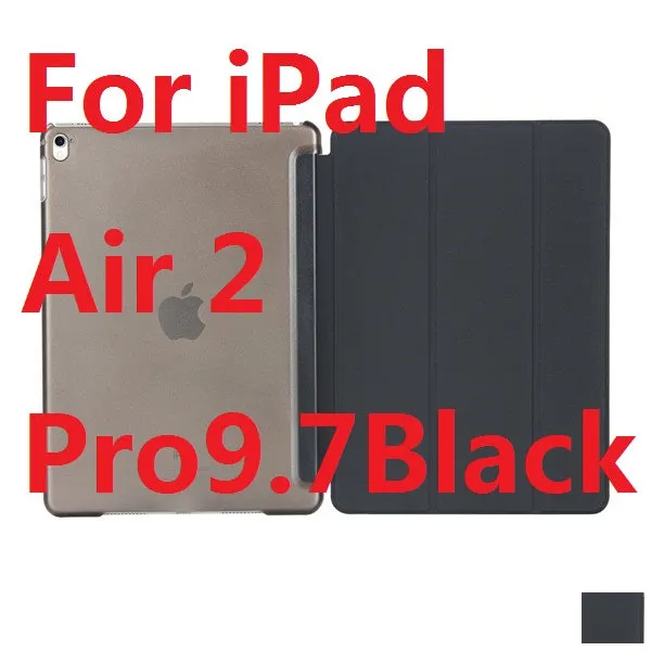 Ultra Slim Three Fold PU Leather with Crystal Hard Back Smart Stand Case Cover for iPad Air 1 2 Pro 9.7 iPad 2017 With Gift