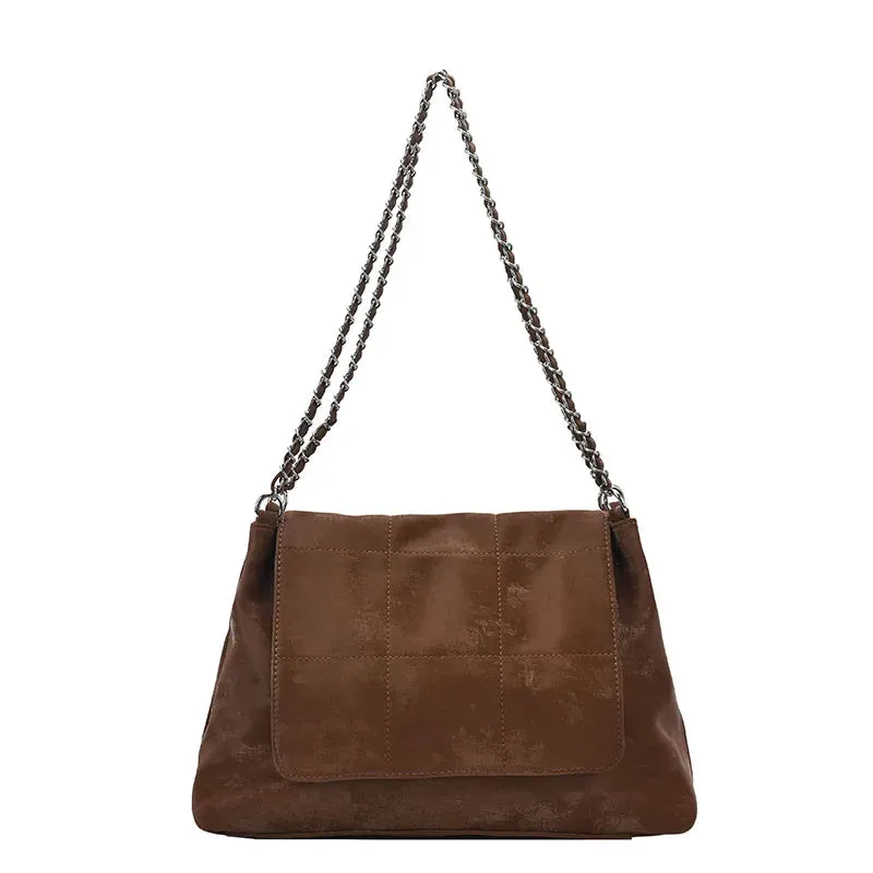 Uniwim Large Capacity Faux Suede Casual Tote Bags Chains Versatile Sense of Luxury Shoulder Bags for Women 2024 Popularity Fashion