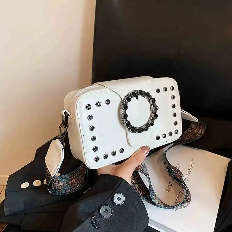 Uniwim Retro Premium Rivet Style Crossbody Bag For Women New Trendy Fashion Small Square Bag Casual Versatile Solid Color Shoulder Bag