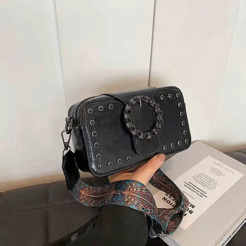 Uniwim Retro Premium Rivet Style Crossbody Bag For Women New Trendy Fashion Small Square Bag Casual Versatile Solid Color Shoulder Bag