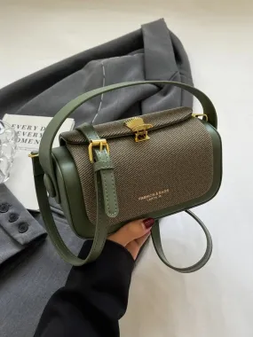 Uniwim Women Korean Fashion Contrast Crossbody Bag Personalized Lock Buckle Urban Simple Style One Shoulder Bag Casual Handbag Trendy