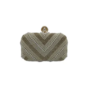 V shaped Pearl Beaded Clutch