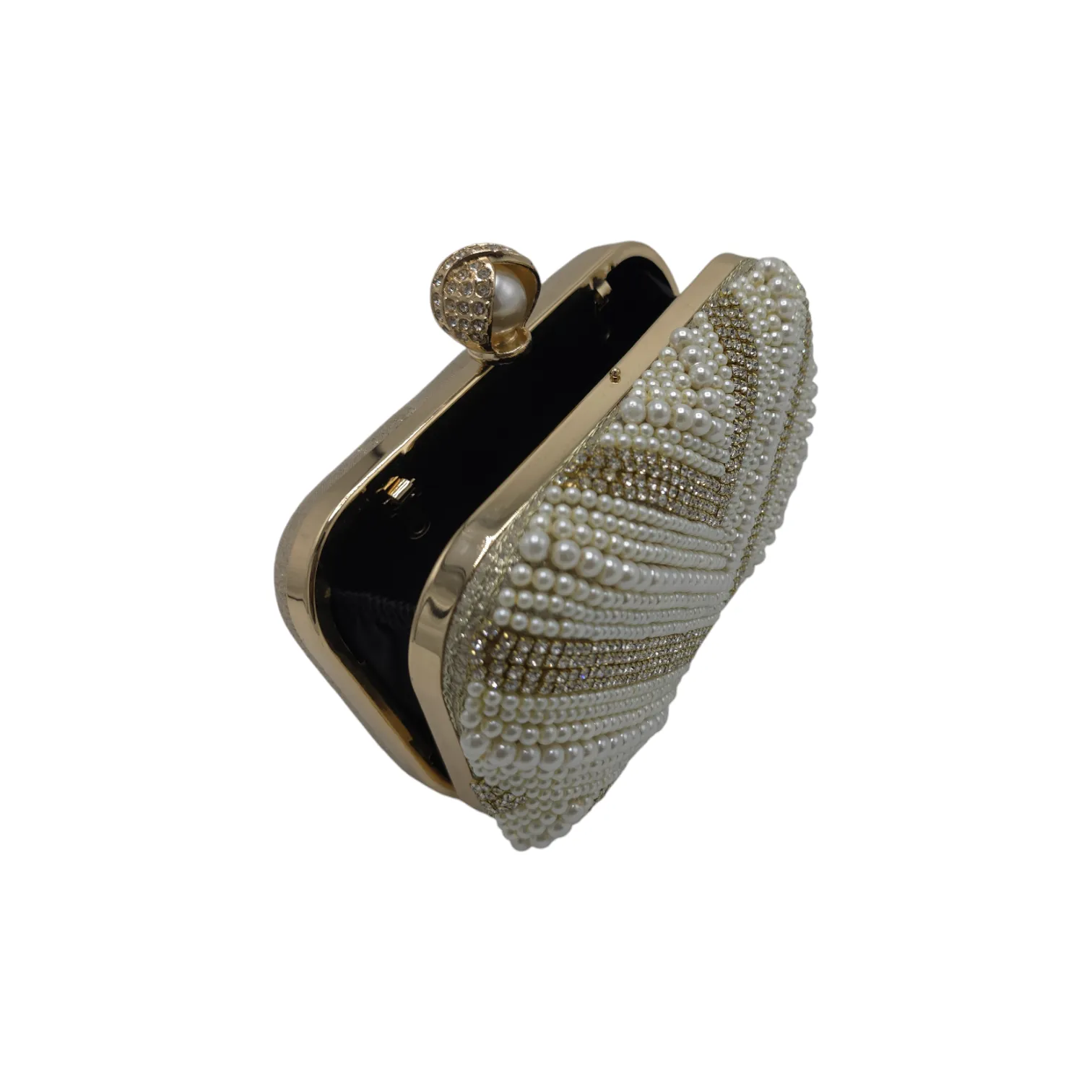 V shaped Pearl Beaded Clutch