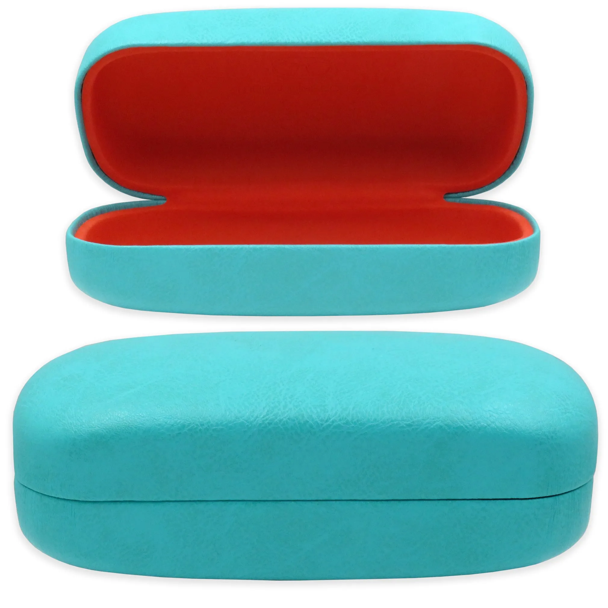 Women XL Large straight sunglasses Case - men hard eyeglass case w/ Cloth pouch (AS505 Turquoise)